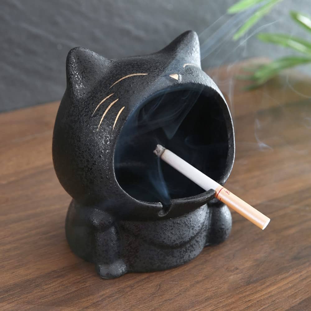 Amazon.co.jp: 卓上 灰皿 おしゃれ クリエイティブな猫 陶磁器 灰皿 大